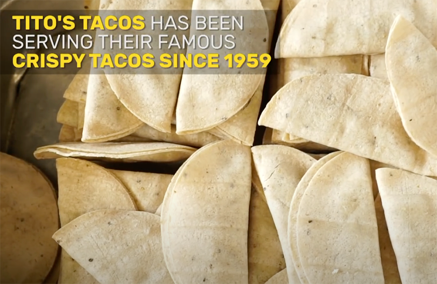 Screen grab from Food Network's Tito's Tacos video